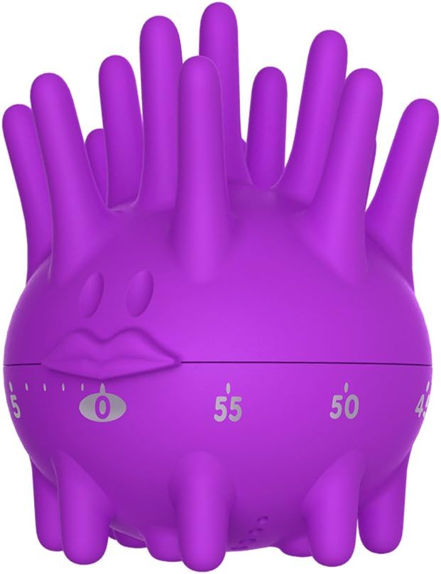 Purple Sea Urchin Kitchen Timer - 60 minutes Mechanical Cooking Timer - Cute Kitchen Timer, Small Manual Mechanical Animal Cook Timer for Cooking - by TrueFun (Purple)