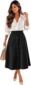 Saia Midi Feminina Alfaiataria Elegante Cintura Alta Casual Chic Moderna