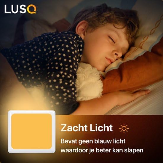 Child sleeping with soft light from LUSQ night light