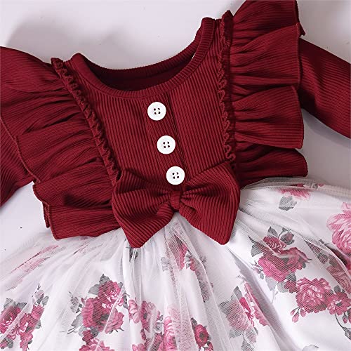 Image of OMALI Baby Girl Dungry Dress | Long Sleeve | Infant Casual Dress | Ruffle Print Clothes