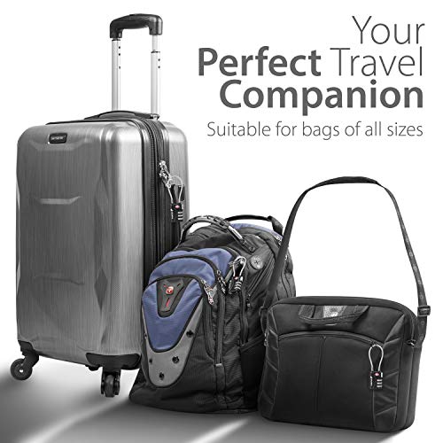 Image of Fosmon TSA Approved Cable Luggage Locks, 3 Digit Combination, 2 Pack Black | Push Release Button, 3 Digit Combination, Long Wire Shackle Padlock, Gun Case Suitcase Travel, Backpack Zipper Gym Locker
