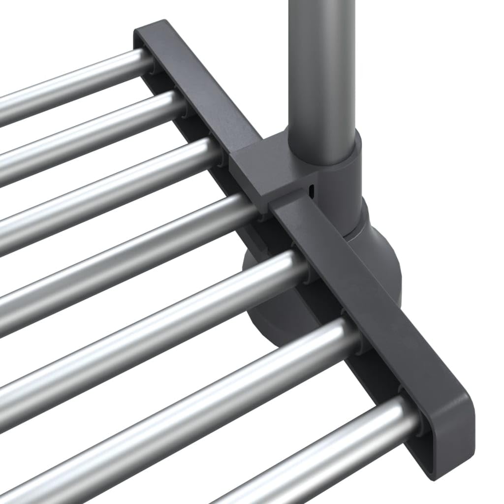 Estantería de cocina de aluminio plateada, 50 x 25 x 50 – 70 cm, altura regulable, con 2 estantes, para cocina y salón como organizador y recipiente de almacenamiento para alimentos y juguetes