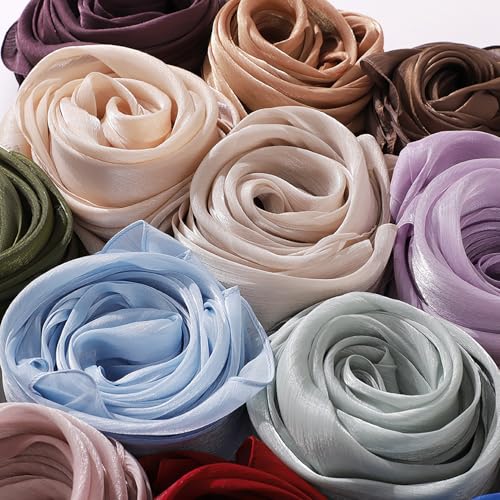 Silky Chiffon Hijab Head Scarf Smooth Retro Shawl Wrap for Muslim Women Lightweight MSL114