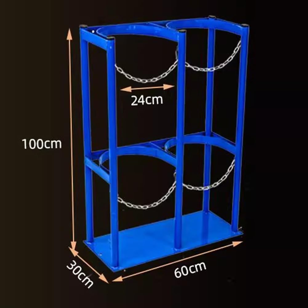 Carro cilíndrico de gas para tanques de oxígeno, estante de almacenamiento de acero inoxidable con doble cadena de seguridad, carrito resistente para laboratorios de laboratorio de hospital