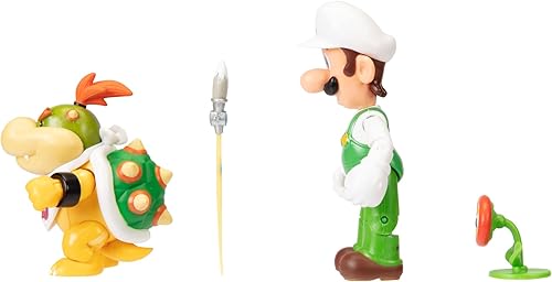 Miniatura 4 de Super Mario Nintendo - Figura de acción de 4 pulgadas, paquete de 2 Fire Luigi & Bowser Jr. con accesorios