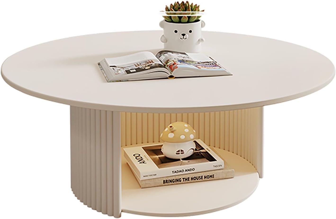 Modern Rock Board End Table with Carbon Steel Frame Sturdy Nightstand Coffee Table Freestanding Sofa Side Table for Room Space Saver(White,60 cm)