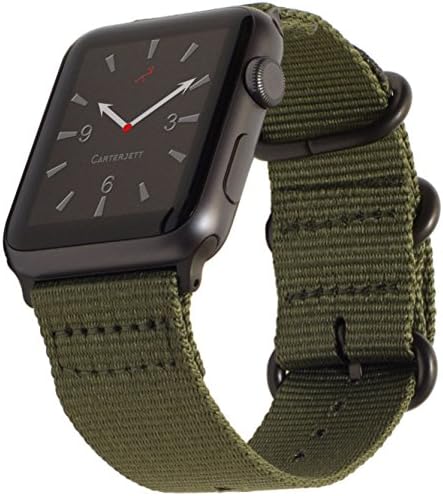 CARTERJETT 45mm 44mm 42mm EXTRA LARGE Compatible with Apple Watch Band Nylon Replacement iWatch Band XL Olive Sport Strap EXTRA LARGE for iWatch Series 8 7 6 5 4 3 2 1 & SE (42 44 45 XXL Army Green)