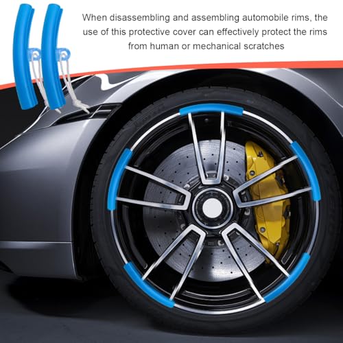 Image of KVAEY 5 PCS Car Tire Changing Rim Protector, Flexible Anti-Scratch Fixing Tyre Rim Protective Cover, Perfect Arc Fit Wheel Changing Rim Edge Savers for Cars SUVs Motorcycle (Blue)
