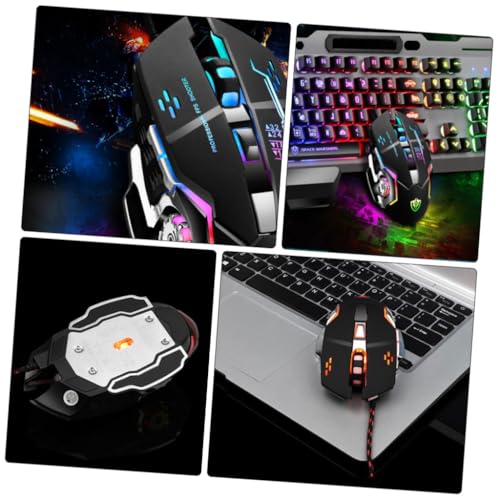 Ratón gaming ergonómico SHINEOFI con botones programables y diseño metálico negro para PC 7