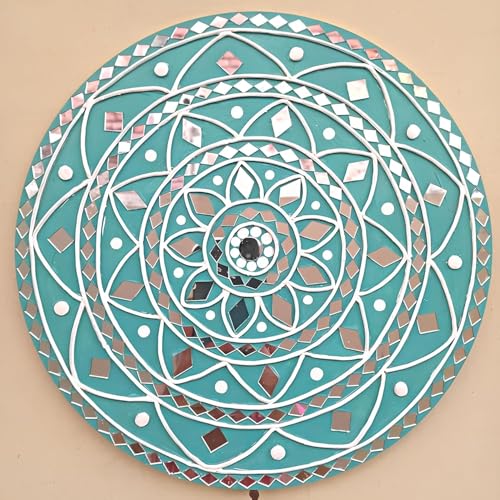 Image of PAR DESIGN 6 Shapes Decorative Mirror Set - Round, Triangle, Eye, Square, Tilak & Burfi Shape - 1200 Pcs Combo with Fabric Glue - 200 Pcs Each - Perfect for Home Decor, DIY Crafts, Wall Decoration
