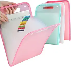 Pasta Sanfonada A4 com 12 Divisórias Capa Dura Fechamento por Elástico e Etiquetas Organize Documentos Provas e Trabalhos Escolares Ideal para Estudantes Escritório e Concursos (Rosa)