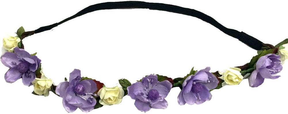 Woven Floral Hair Band Flower Headband Crown Beach Party (Violet)