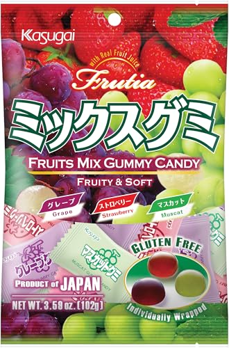 KASUGAI Fruchtgummi Mischung Grüne Traube, Rote Traube, Erdbeere - 1 x 102 g KASUGAI Fruchtgummi Mischung Grüne Traube, Rote Traube, Erdbeere - 1 x 102 g