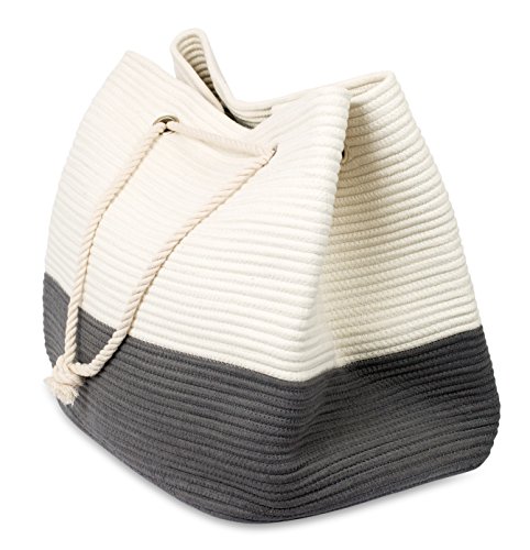 BIRDROCK HOME Rope Handle Beach Bag - Carry Tote Bag - Large Interior