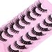 GVEFETIEE Fluffy Cat Eye Lashes - Faux Mink Wispy Strip Lashes, Black