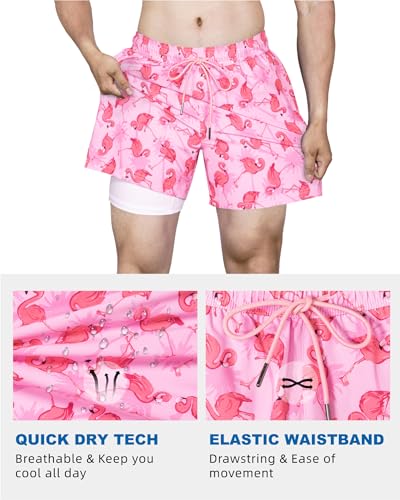 SURF CUZ Mens Swim Trunks with Compression Liner Quick Dry Swim Shorts Swimming Trunks 2 in 1 Bathing Suit Zipper Pockets4