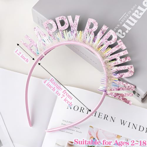 Pink Bow Birthday Decoration Kit with 2Pcs Tinsel Curtains & Birthady Tiara by GoExquis - Used condition - Image 4