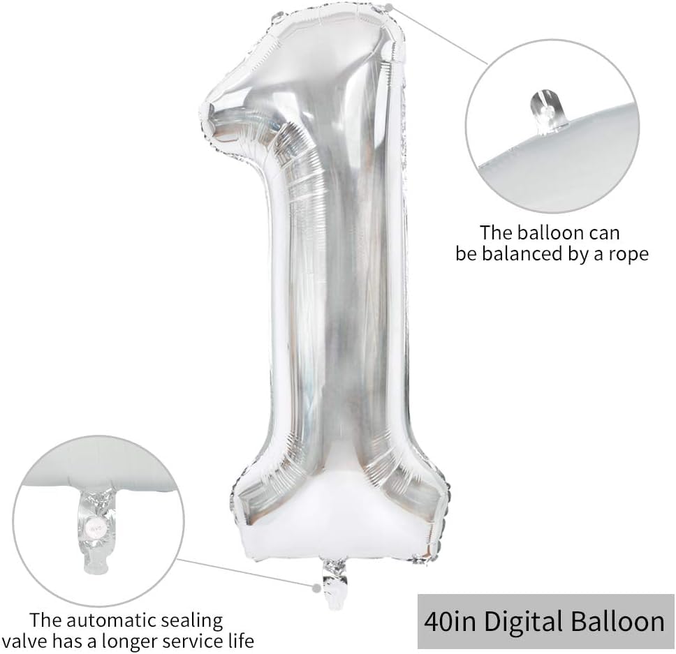 Image of TONIFUL 40 Inch Silver Number 16 Balloons Large Foil 16th Birthday Decor | Silver 16 Balloon Number Sixteen for Sweet 16 Birthday Party 16th Anniversary, Silver Birthday Decor for Teens Men Women
