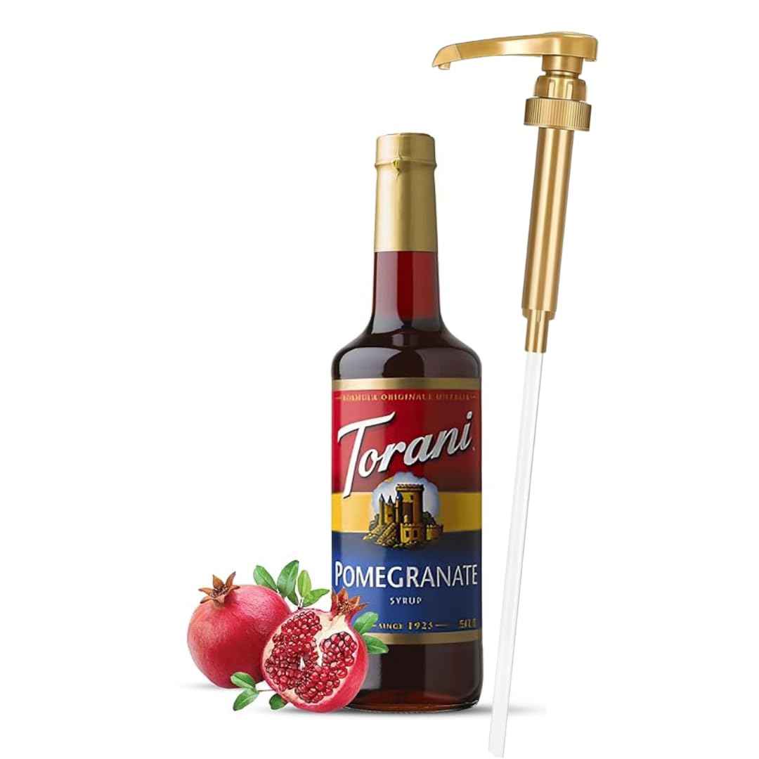 Pomegranate Syrup for Coffee, 720 ml, Coffee Syrup and Flavors with Jimoco Pump Syrup Dispenser