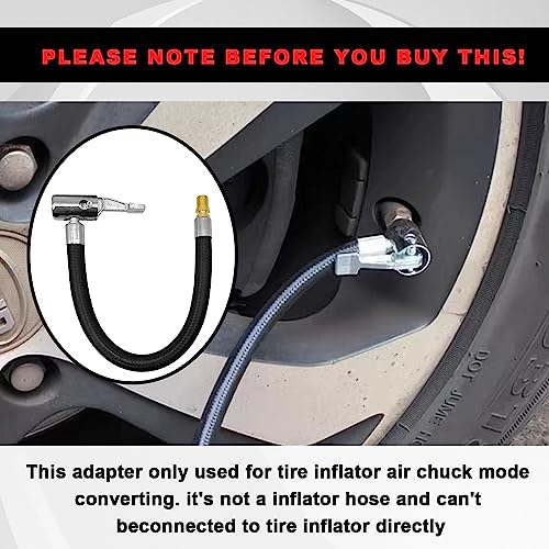 Image of 9.2-inch tire inflation hose adapter, for rotary to locking connection, rubber hose and standard tire valve fine thread, tire inflation pump hose adapter