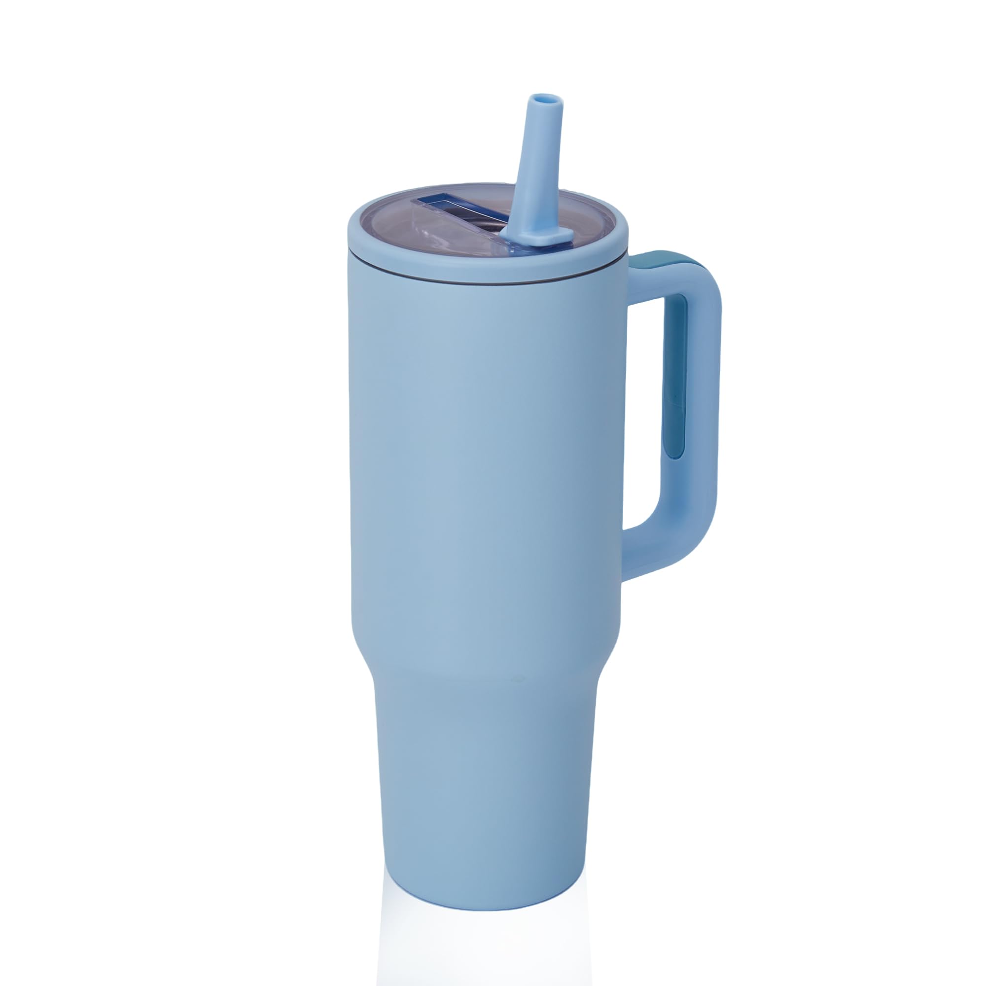 Y·J&H 40oz (1200ml) Travel Tumbler Double Wall Vacuum Insulated Coffee Mug Stainless Steel Coffee Cup with Handle and Flip Straw, BPA Free - Sky Blue