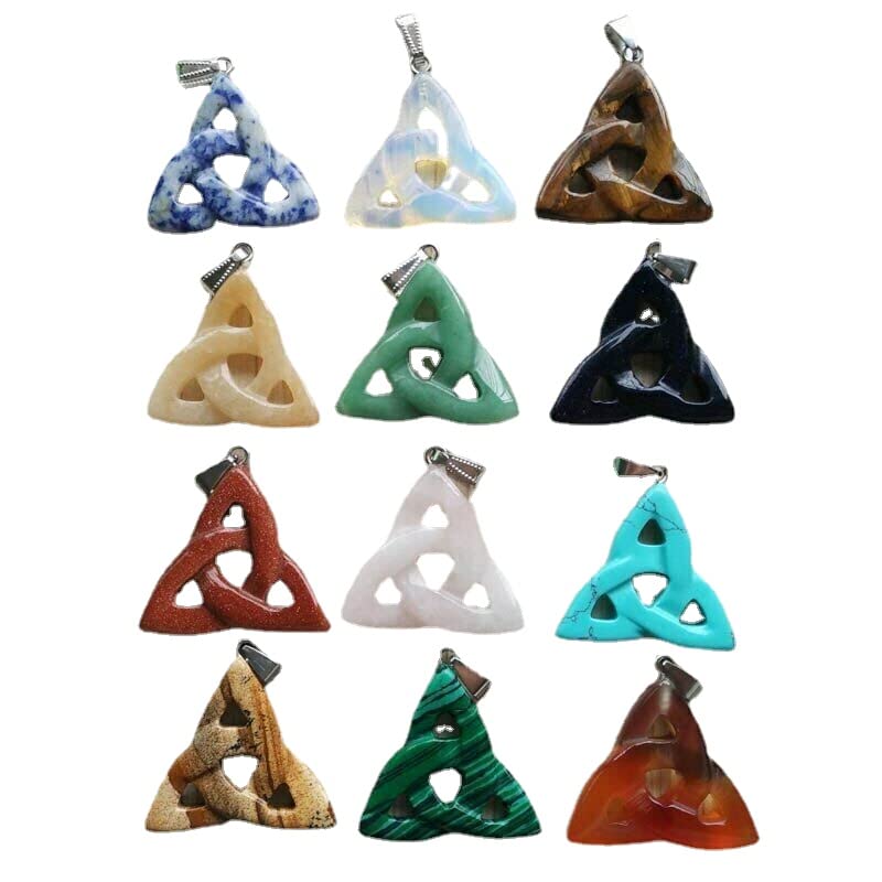 creazione di Gioielli Branello Vuoto Misto di Pietra Naturale all'Ingrosso dei Pendenti di fascini del Triangolo 12pcs