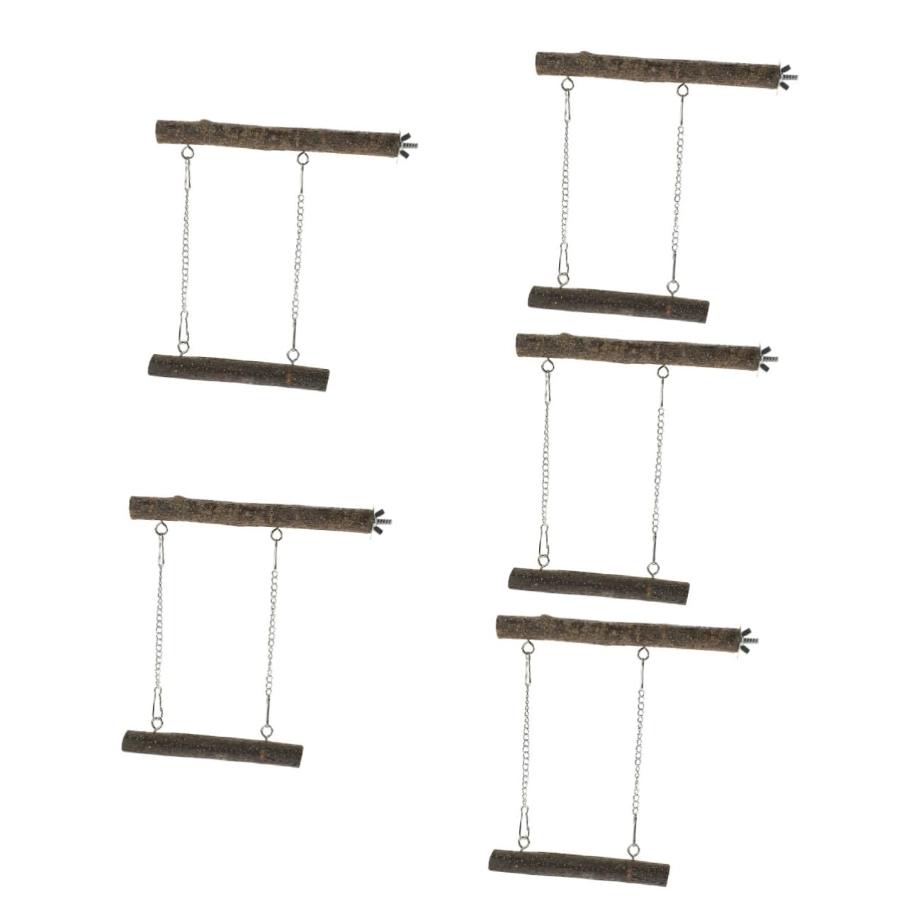 BESPORTBLE 5sets Altalena Per Uccelli Legno Posatoio Naturale Per Pappagalli e Parrocchetti Giocattolo Per Gioco e Esercizio Struttura Resistente e Durevole Per Allenamento e Della