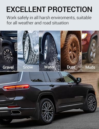 Image of Ecarzo Mud Flaps Compatible with Jeep Grand Cherokee L 2025 2024 2023 2022 2021 3-Row No Drilling Required All Weather Mud Splash Guards Mudflap Front & Rear Jeep Grand Cherokee L Accessories 4pc Set