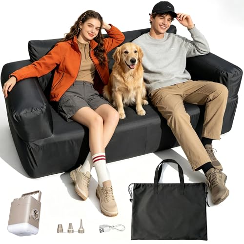 Vusananc Inflatable Couch for Camping Inflatable Sofa with Built-in Pump Inflatable Outdoor Camping Couch Great for Glamping Backyard Beach RV Travel and Music Festival (Double Sofa)