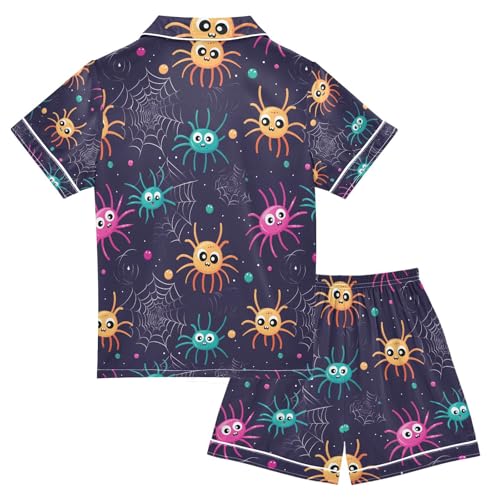 senya Spider Satin Summer Pajama Sets Silk Short Sleeve Button Down Sleepwear2