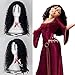 LJYNB Halloween mujeres   enredados madre Gothel peluca bruja Gothel juego de rol pelo ondulado negro Rapunzel madre peluca