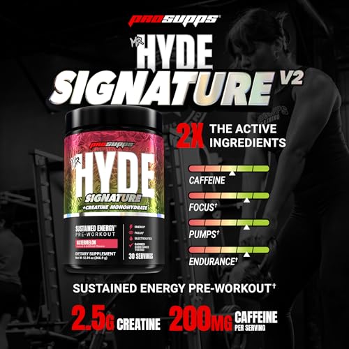 Image of ProSupps Mr. Hyde Signature V2, Pre Workout Powder with Creatine, Beta Alanine & Caffeine - Performance, Energy & Hydration - Clean Fitness & Gym Supplements for Men & Women (Watermelon, 30 Servings)