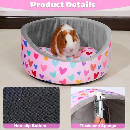 Glittme Guinea Pig Bed Soft Rabbit Bed with Thick Removable Mat Bunny Bed Machine Washable Guinea Pig Accessories Cozy Guinea Pig House for Guinea Pig, Rabbit, Ferret, Round Cuddler Cup Bed - Thumbnail 5