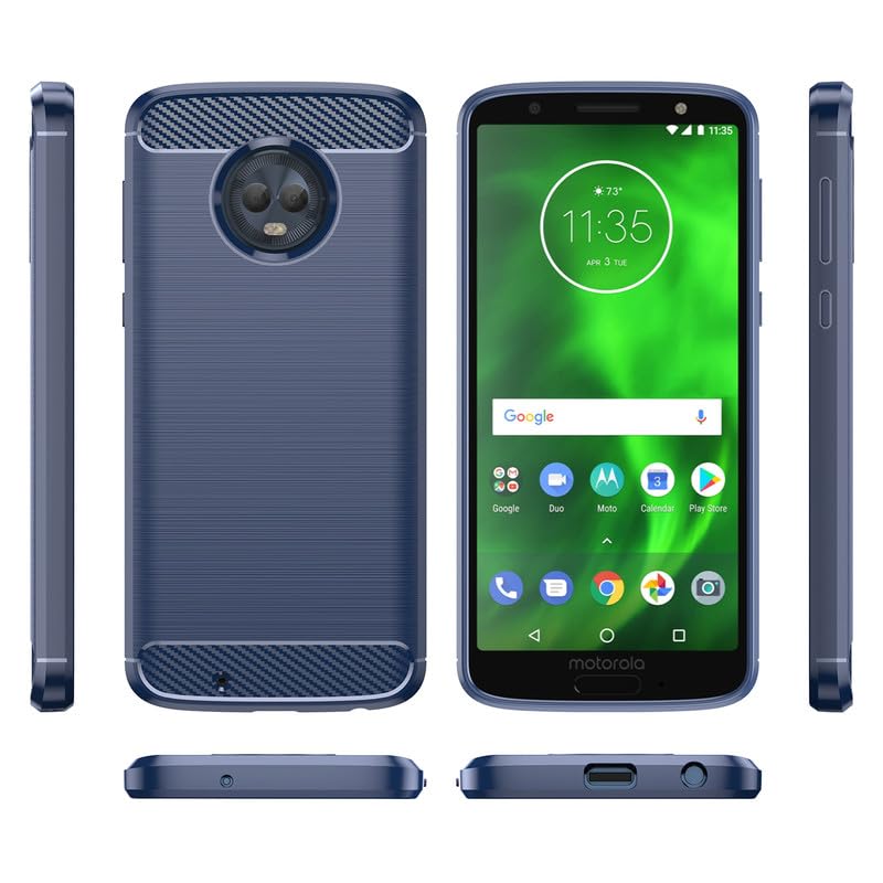 Image of Hybrid Carbon Fiber Back Case for Moto G6 (Blue)