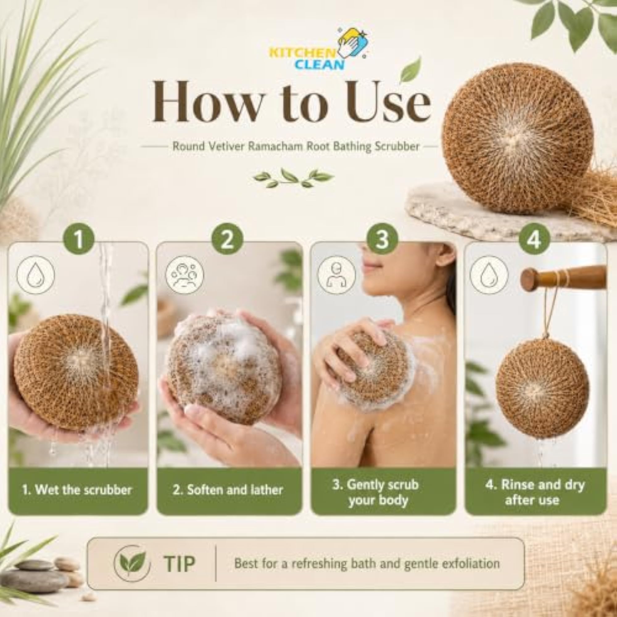 KC Vetiver Ramacham Root Bath Scrubber Pack of 3