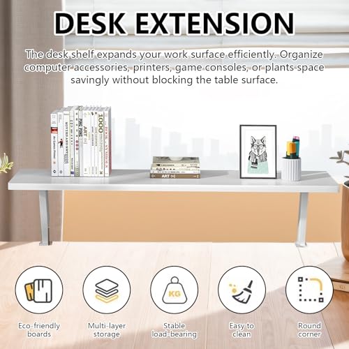 Ysislybin Schreibtisch Regal, Schreibtischregal Klemmbares Schreibtisch Organizer Regal 60x20cm Klemmregal Schreibtisch Tischverlängerung Adjustable Erhöhter Schreibtisch Organizer Tischregal