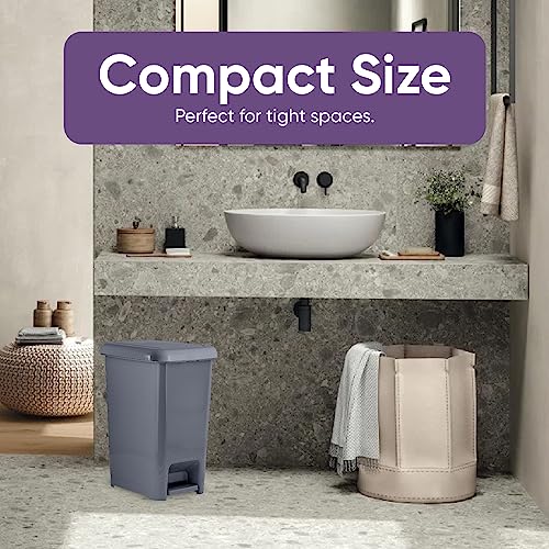 Image of Superio Slim Trash Can with Foot Pedal - 10.5 Gallon Step-On Trash Can with Lid, Large Plastic Garbage Can, Trashcan for Bathroom, Kitchen, Office, Bedroom, Dorm Room, Patio, - Onyx Grey, 3