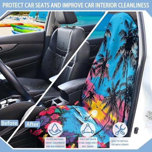 Image of Beach Turtle Car Seat Towel Cover Front Seats Only Water Sweat Car Seat Protector After Gym Workout Beach and Swimming Universal Fit Most Cars Women Men