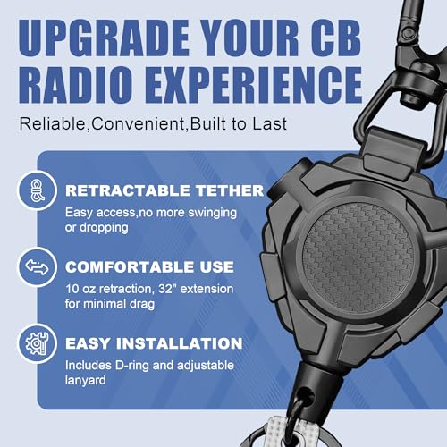 Image of CB Mic Holder Retractable Microphone Keeper Heavy Duty CB Radio Retractable Hanger Tether, 32 inch Stainless Steel Cord (2 PCS)