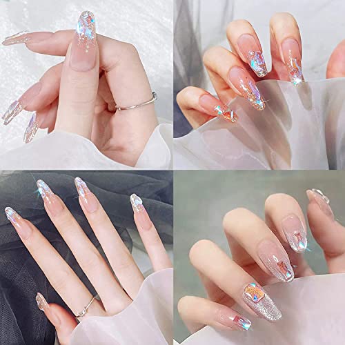 Weilusi 3D Aurora Nail Art Rhinestones Crystal Women Diy Nail Art Decorations -100Pcs Flatback Mix Shapes Diamond Jewelry Stone For Nails Art Design Diy Jewelry Crafts Makeup Clothes Shoes #TOP2