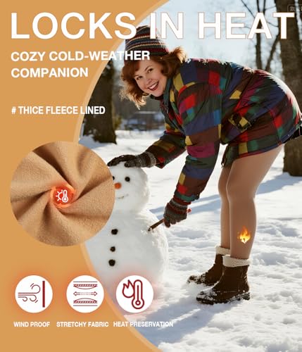 Image of MERYLURE High Waist Fleece Lined Tights Women Plus Size, Fake Translucent Winter Warm Pantyhose Thick Thermal Leggings