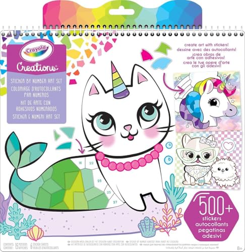 Crayola Creations, Album da Colorare Unicorni Sticker & Numeri, attività Creativa e Regalo per Bambine, età 8+, Multicolore, único, 04-6229