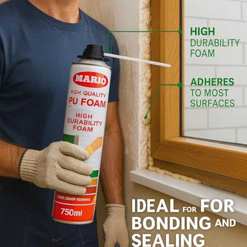 Image of PU Foam Spray 750ML for Gap Filling & Leak Repair | Expanding Foam Sealant Spray for Walls, Doors, Windows & AC Ducts | Waterproof Insulation Foam & Crack Filler for Home DIY (Pack of 1)