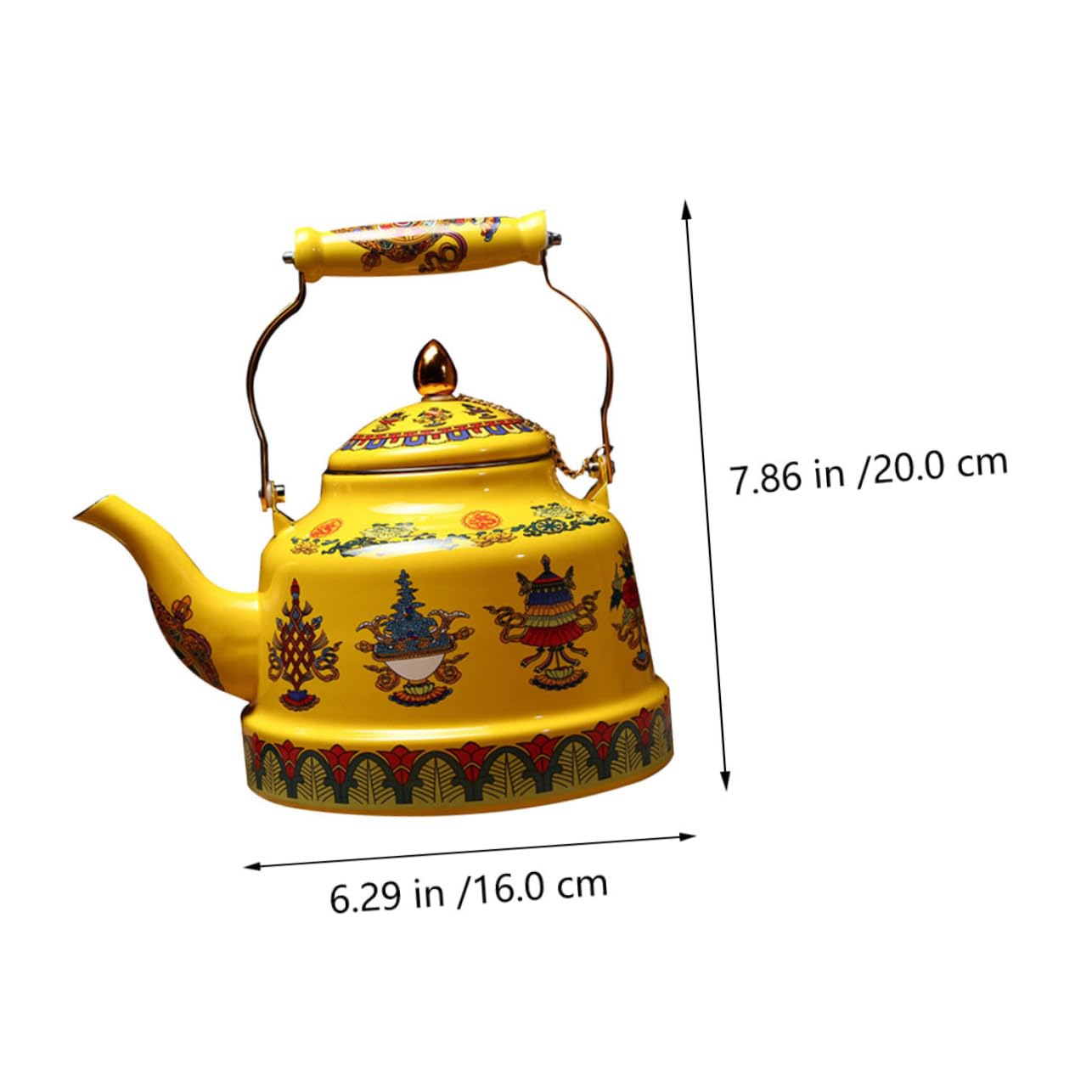 Tetera de Esmalte Diseño Artístico y Antiguo, Tetera Práctica y Sanitaria para Aficionados del Té en Oficina y Hogar