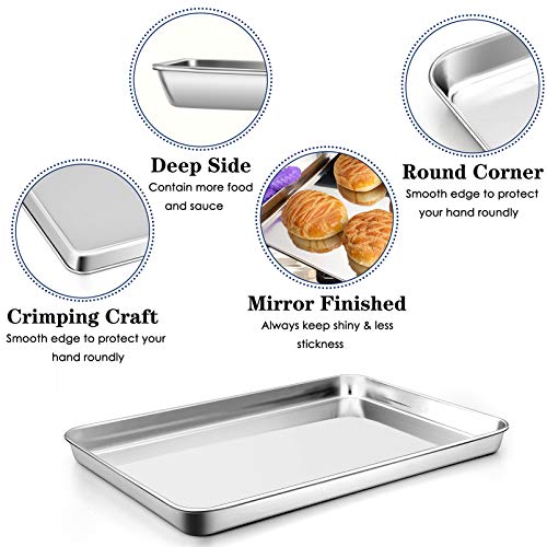 Large Baking Sheet, P&P Chef Stainless Steel Cookie Sheet Baking Pan Tray, Rectangle 16''X12''X1'', Healthy & Non Toxic, Mirror Finish & Dishwasher Safe #TOP3