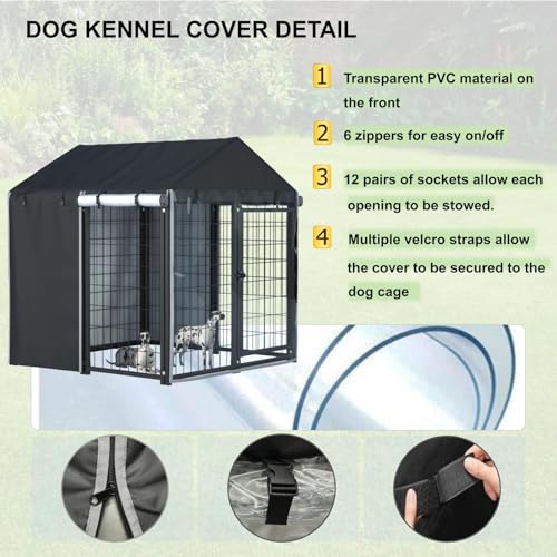 Ddeman Capa de canil para cães ao ar livre 1,2 m x 1,2 m x 1,4 m. Capa de canil para cães grande ao