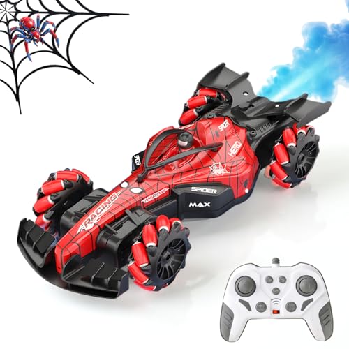 Formula 1 Macchina Telecomandata per Bambini: Riceverai 1*Macchina RC 1:18 Telecomandata, 1*telecomando, 1*cacciavite, 1*cavo dati di ricarica, 1*piccolo bollitore. Auto Spider Drift è dotato di una batteria ricaricabile; il telecomando richiede 2 batterie AA (non incluse). Il modello auto giocattolo Spider in scala 1:18 presenta una classica livrea spider con verniciatura inodore e offre un'esperienza di guida unica grazie a acrobazie a 360°, effetti spray, illuminazione a LED ed effetti sonori.