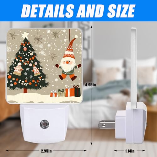 Image of Christmas Tree Night Light,Santa Claus Snowflakes Nightlight Plug into Wall,LED Lamp,Suitable for Bedrooms,Kitchens,Toilets,Etc.Auto Sensor Dusk to Dawn,Energy-Saving