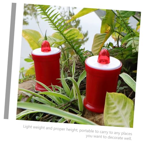 Velas LED sin llama rojas religiosas de plástico ligero para decoración de cementerio 4