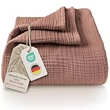 LAYNENBURG Premium Musselin Tagesdecke 150x200 cm   100% Baumwolle   extraweiche, leichte Sommerdecke als Kuscheldecke, Bett Überwurf, Baumwolldecke, Couch Überwurf   warme Sofa Decke (Mokka)